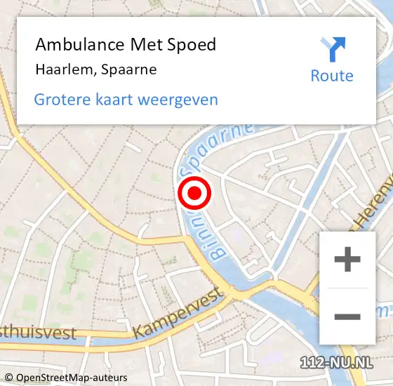 Locatie op kaart van de 112 melding: Ambulance Met Spoed Naar Haarlem, Spaarne op 18 juni 2019 02:09