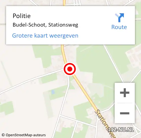 Locatie op kaart van de 112 melding: Politie Budel-Schoot, Stationsweg op 18 juni 2019 02:12