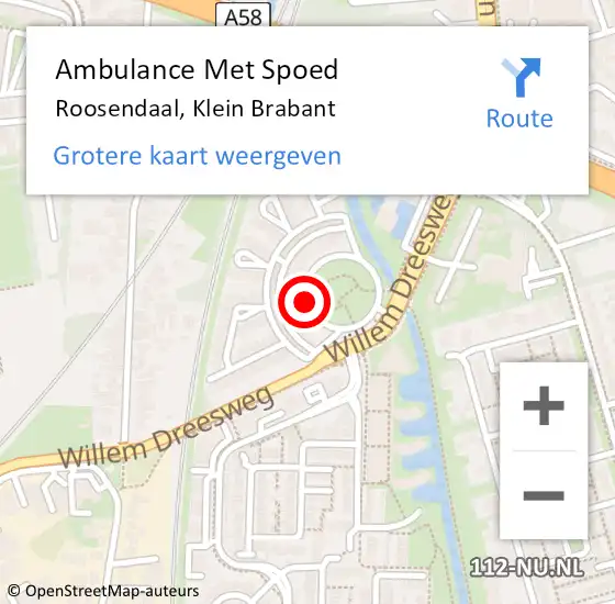 Locatie op kaart van de 112 melding: Ambulance Met Spoed Naar Roosendaal, Klein Brabant op 18 juni 2019 03:46