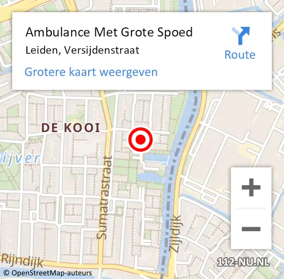 Locatie op kaart van de 112 melding: Ambulance Met Grote Spoed Naar Leiden, Versijdenstraat op 18 juni 2019 06:05
