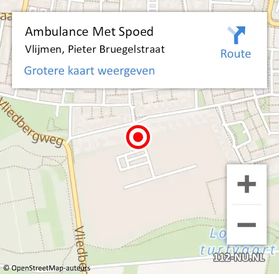 Locatie op kaart van de 112 melding: Ambulance Met Spoed Naar Vlijmen, Pieter Bruegelstraat op 18 juni 2019 08:09