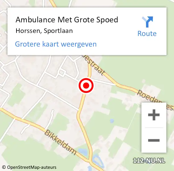 Locatie op kaart van de 112 melding: Ambulance Met Grote Spoed Naar Horssen, Sportlaan op 18 juni 2019 10:08