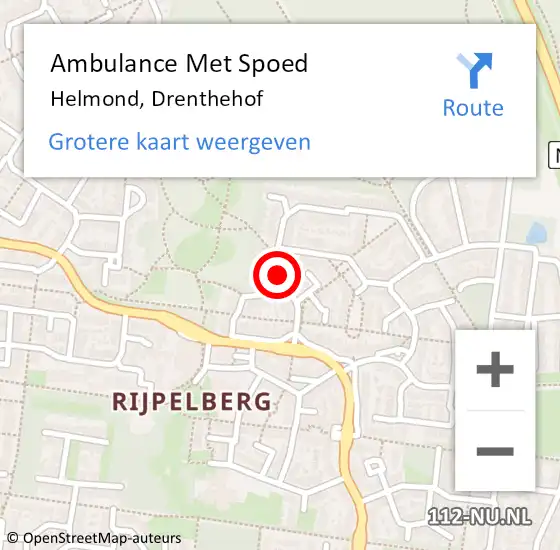 Locatie op kaart van de 112 melding: Ambulance Met Spoed Naar Helmond, Drenthehof op 18 juni 2019 11:38