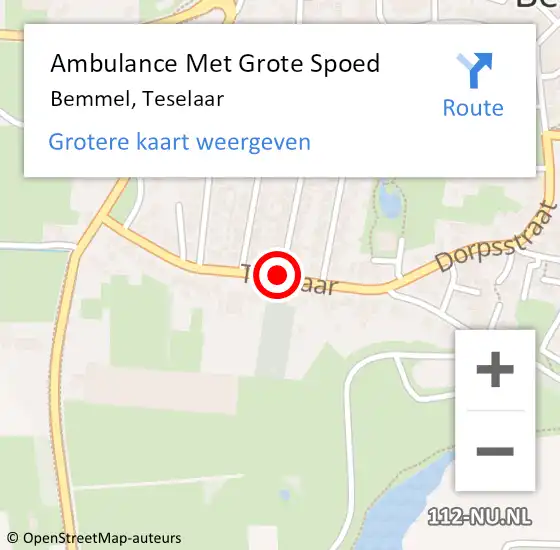Locatie op kaart van de 112 melding: Ambulance Met Grote Spoed Naar Bemmel, Teselaar op 18 juni 2019 11:40