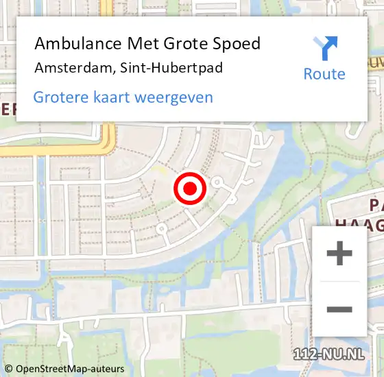 Locatie op kaart van de 112 melding: Ambulance Met Grote Spoed Naar Amsterdam, Sint-Hubertpad op 18 juni 2019 12:11