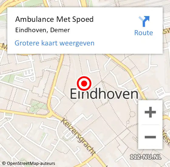 Locatie op kaart van de 112 melding: Ambulance Met Spoed Naar Eindhoven, Demer op 18 juni 2019 12:39