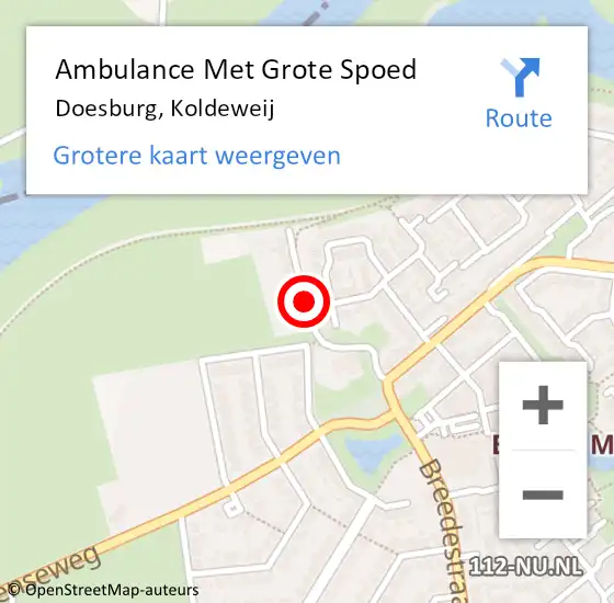 Locatie op kaart van de 112 melding: Ambulance Met Grote Spoed Naar Doesburg, Koldeweij op 18 juni 2019 12:50