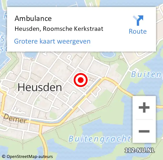 Locatie op kaart van de 112 melding: Ambulance Heusden, Roomsche Kerkstraat op 18 juni 2019 12:58