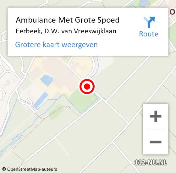 Locatie op kaart van de 112 melding: Ambulance Met Grote Spoed Naar Eerbeek, D.W. van Vreeswijklaan op 18 juni 2019 12:59