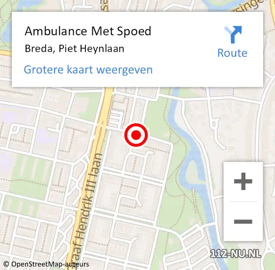 Locatie op kaart van de 112 melding: Ambulance Met Spoed Naar Breda, Piet Heynlaan op 18 juni 2019 13:49