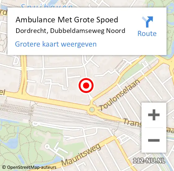 Locatie op kaart van de 112 melding: Ambulance Met Grote Spoed Naar Dordrecht, Dubbeldamseweg Noord op 18 juni 2019 15:07