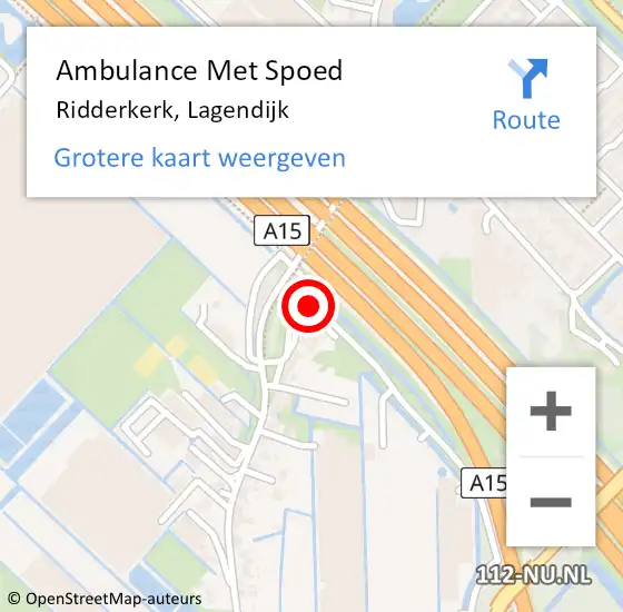 Locatie op kaart van de 112 melding: Ambulance Met Spoed Naar Ridderkerk, Lagendijk op 18 juni 2019 15:08