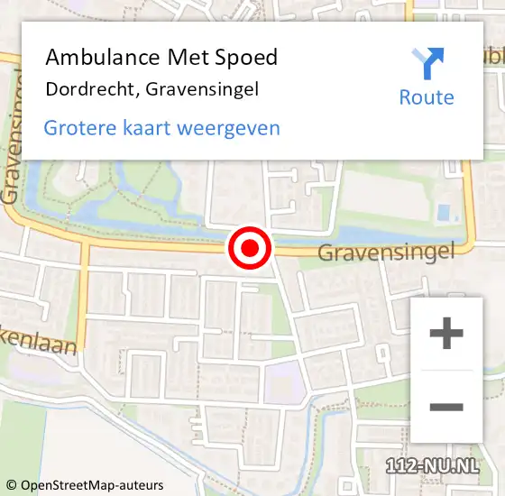 Locatie op kaart van de 112 melding: Ambulance Met Spoed Naar Dordrecht, Gravensingel op 18 juni 2019 15:09