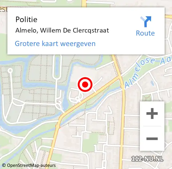 Locatie op kaart van de 112 melding: Politie Almelo, Willem De Clercqstraat op 18 juni 2019 15:25