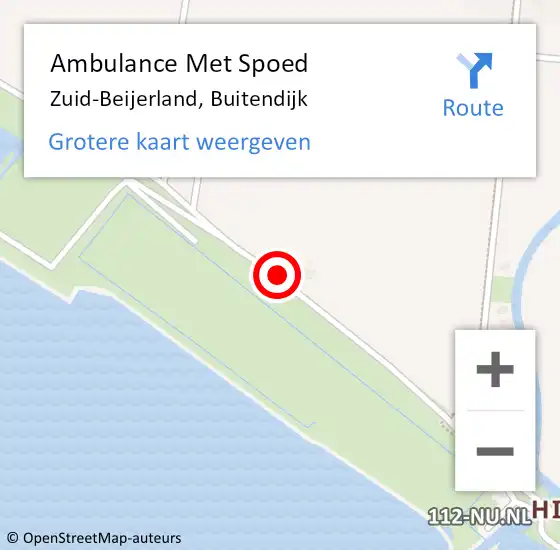 Locatie op kaart van de 112 melding: Ambulance Met Spoed Naar Zuid-Beijerland, Buitendijk op 18 juni 2019 15:32