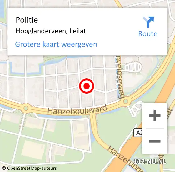 Locatie op kaart van de 112 melding: Politie Hooglanderveen, Leilat op 18 juni 2019 15:46