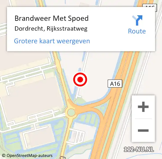 Locatie op kaart van de 112 melding: Brandweer Met Spoed Naar Dordrecht, Rijksstraatweg op 18 juni 2019 16:03