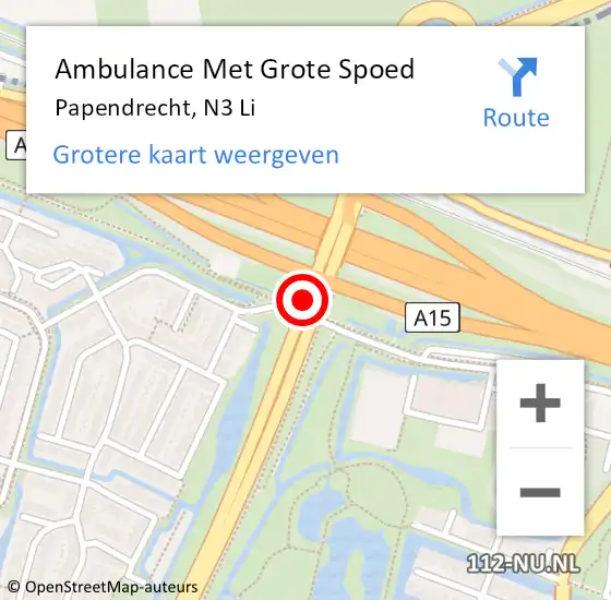 Locatie op kaart van de 112 melding: Ambulance Met Grote Spoed Naar Papendrecht, N3 Li op 18 juni 2019 16:17