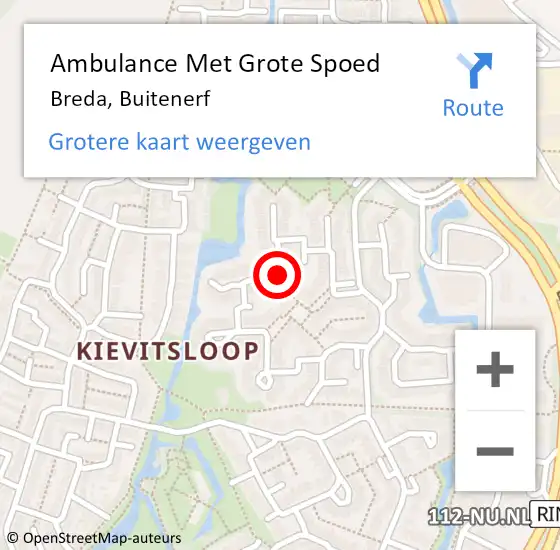 Locatie op kaart van de 112 melding: Ambulance Met Grote Spoed Naar Breda, Buitenerf op 18 juni 2019 19:10