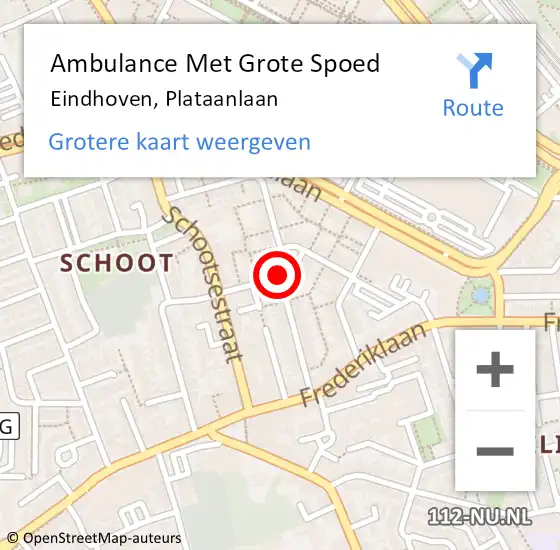 Locatie op kaart van de 112 melding: Ambulance Met Grote Spoed Naar Eindhoven, Plataanlaan op 18 juni 2019 19:18