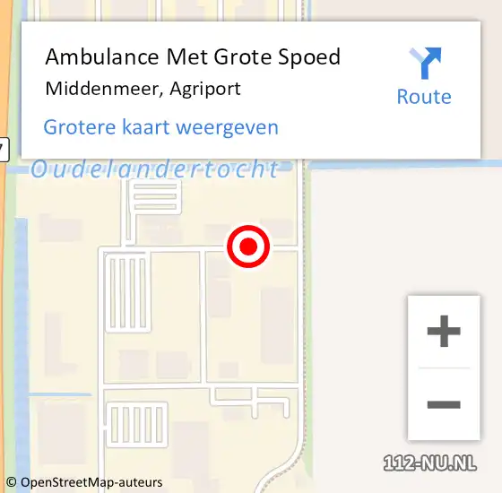 Locatie op kaart van de 112 melding: Ambulance Met Grote Spoed Naar Middenmeer, Agriport op 18 juni 2019 19:19