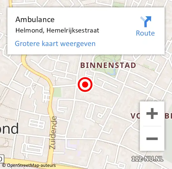 Locatie op kaart van de 112 melding: Ambulance Helmond, Hemelrijksestraat op 18 juni 2019 19:23