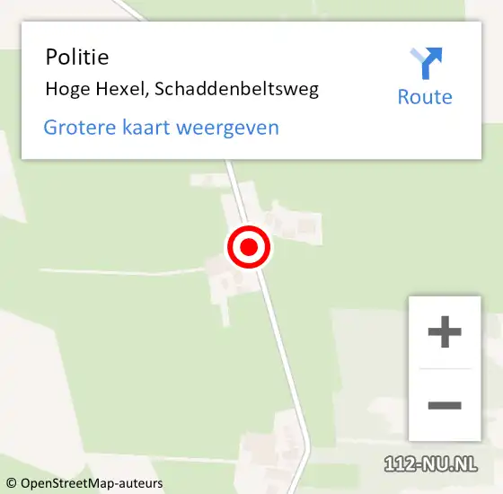 Locatie op kaart van de 112 melding: Politie Hoge Hexel, Schaddenbeltsweg op 18 juni 2019 19:27