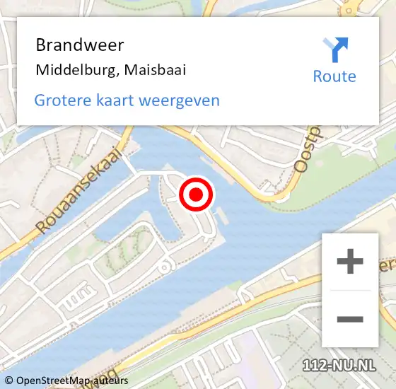 Locatie op kaart van de 112 melding: Brandweer Middelburg, Maisbaai op 18 juni 2019 19:30