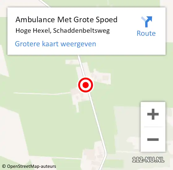 Locatie op kaart van de 112 melding: Ambulance Met Grote Spoed Naar Hoge Hexel, Schaddenbeltsweg op 18 juni 2019 19:39