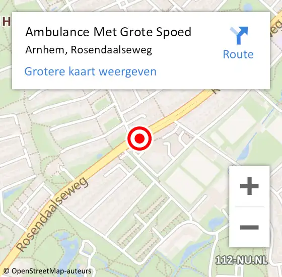 Locatie op kaart van de 112 melding: Ambulance Met Grote Spoed Naar Arnhem, Rosendaalseweg op 18 juni 2019 19:51