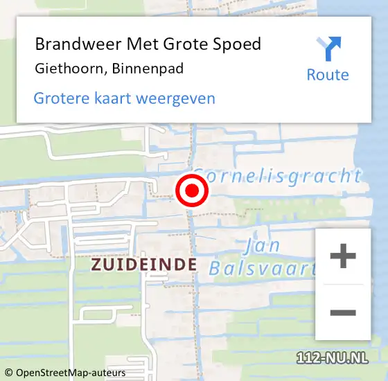Locatie op kaart van de 112 melding: Brandweer Met Grote Spoed Naar Giethoorn, Binnenpad op 18 juni 2019 20:30