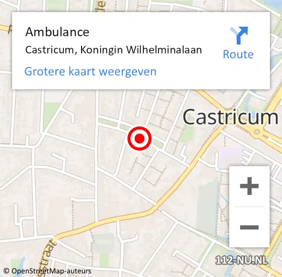 Locatie op kaart van de 112 melding: Ambulance Castricum, Koningin Wilhelminalaan op 18 juni 2019 20:37