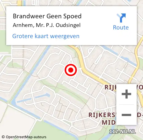 Locatie op kaart van de 112 melding: Brandweer Geen Spoed Naar Arnhem, Mr. P.J. Oudsingel op 18 juni 2019 20:49