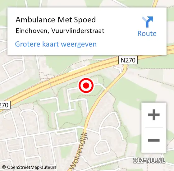 Locatie op kaart van de 112 melding: Ambulance Met Spoed Naar Eindhoven, Vuurvlinderstraat op 18 juni 2019 21:00