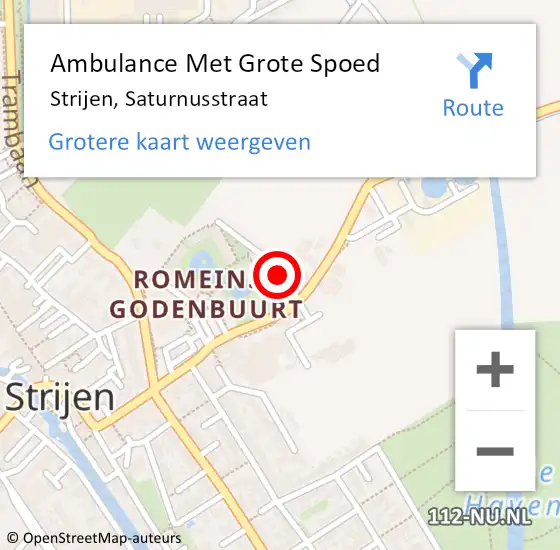 Locatie op kaart van de 112 melding: Ambulance Met Grote Spoed Naar Strijen, Saturnusstraat op 18 juni 2019 21:19