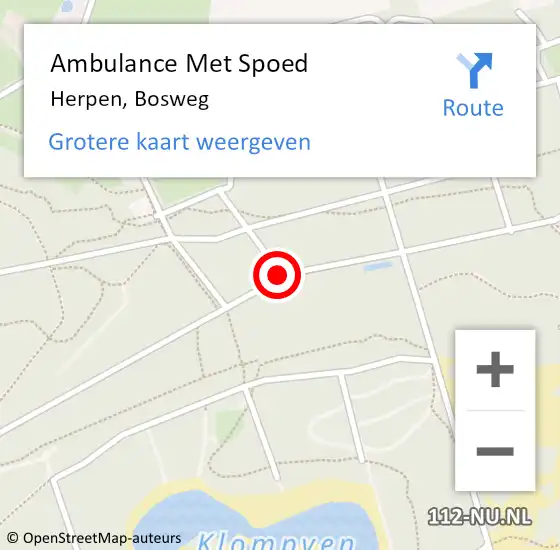 Locatie op kaart van de 112 melding: Ambulance Met Spoed Naar Herpen, Bosweg op 18 juni 2019 21:49