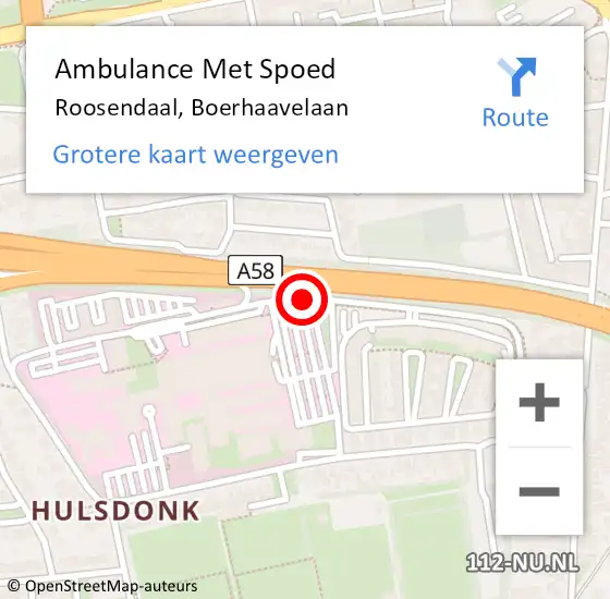 Locatie op kaart van de 112 melding: Ambulance Met Spoed Naar Roosendaal, Boerhaavelaan op 18 juni 2019 22:29