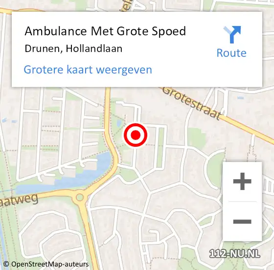 Locatie op kaart van de 112 melding: Ambulance Met Grote Spoed Naar Drunen, Hollandlaan op 18 juni 2019 22:54
