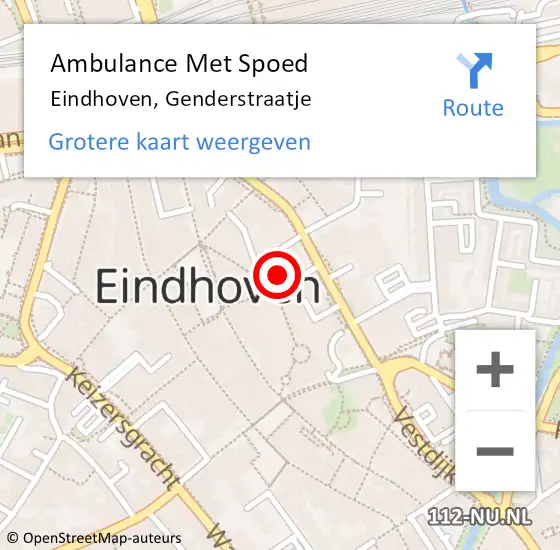 Locatie op kaart van de 112 melding: Ambulance Met Spoed Naar Eindhoven, Genderstraatje op 19 juni 2019 00:42