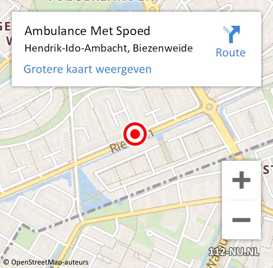 Locatie op kaart van de 112 melding: Ambulance Met Spoed Naar Hendrik-Ido-Ambacht, Biezenweide op 19 juni 2019 00:50