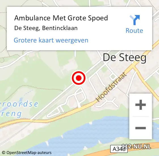 Locatie op kaart van de 112 melding: Ambulance Met Grote Spoed Naar De Steeg, Bentincklaan op 19 juni 2019 01:31