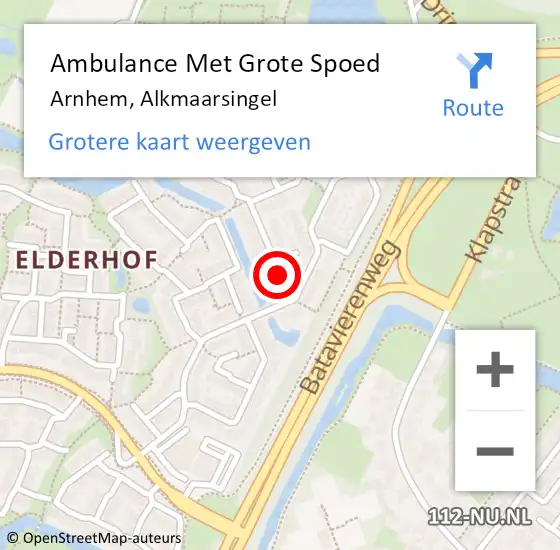 Locatie op kaart van de 112 melding: Ambulance Met Grote Spoed Naar Arnhem, Alkmaarsingel op 19 juni 2019 06:57