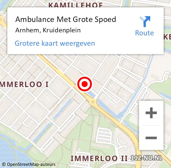 Locatie op kaart van de 112 melding: Ambulance Met Grote Spoed Naar Arnhem, Kruidenplein op 19 juni 2019 07:19