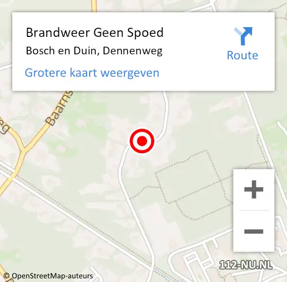 Locatie op kaart van de 112 melding: Brandweer Geen Spoed Naar Bosch en Duin, Dennenweg op 19 juni 2019 08:13