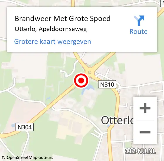 Locatie op kaart van de 112 melding: Brandweer Met Grote Spoed Naar Otterlo, Apeldoornseweg op 19 juni 2019 08:40
