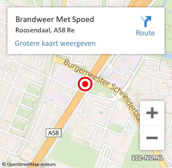 Locatie op kaart van de 112 melding: Brandweer Met Spoed Naar Roosendaal, A58 Re op 19 juni 2019 08:41