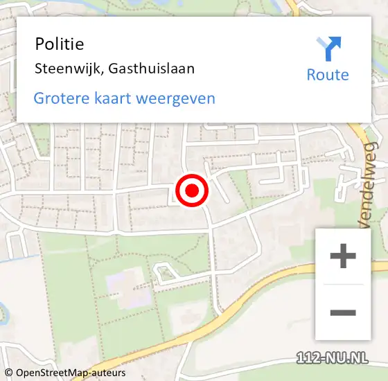 Locatie op kaart van de 112 melding: Politie Steenwijk, Gasthuislaan op 19 juni 2019 08:45