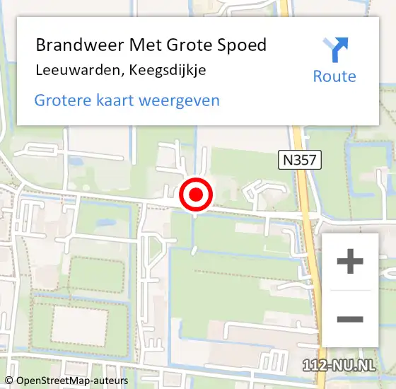 Locatie op kaart van de 112 melding: Brandweer Met Grote Spoed Naar Leeuwarden, Keegsdijkje op 19 juni 2019 11:05
