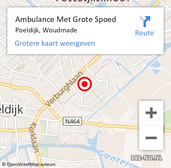 Locatie op kaart van de 112 melding: Ambulance Met Grote Spoed Naar Poeldijk, Woudmade op 19 juni 2019 11:07