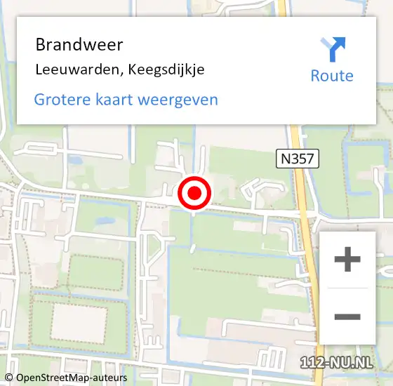Locatie op kaart van de 112 melding: Brandweer Leeuwarden, Keegsdijkje op 19 juni 2019 11:19